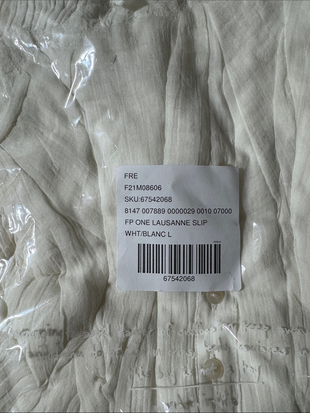 New Free people lausanne slip dress White Smocked Sundress L - Picture 7 of 12